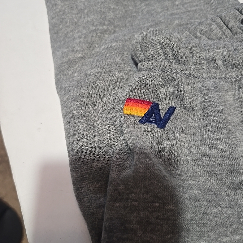Aviator Nation 5 Stripe Joggers Grey Size M Tapered Ankle - Picture 3 of 8